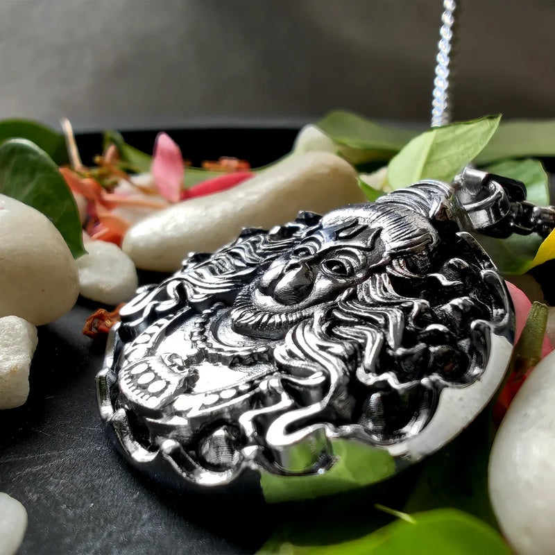 Men's Silver Chain with Hanuman Pendant